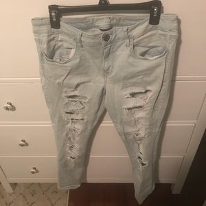 American Eagle Light Wash Super Low Jeggings